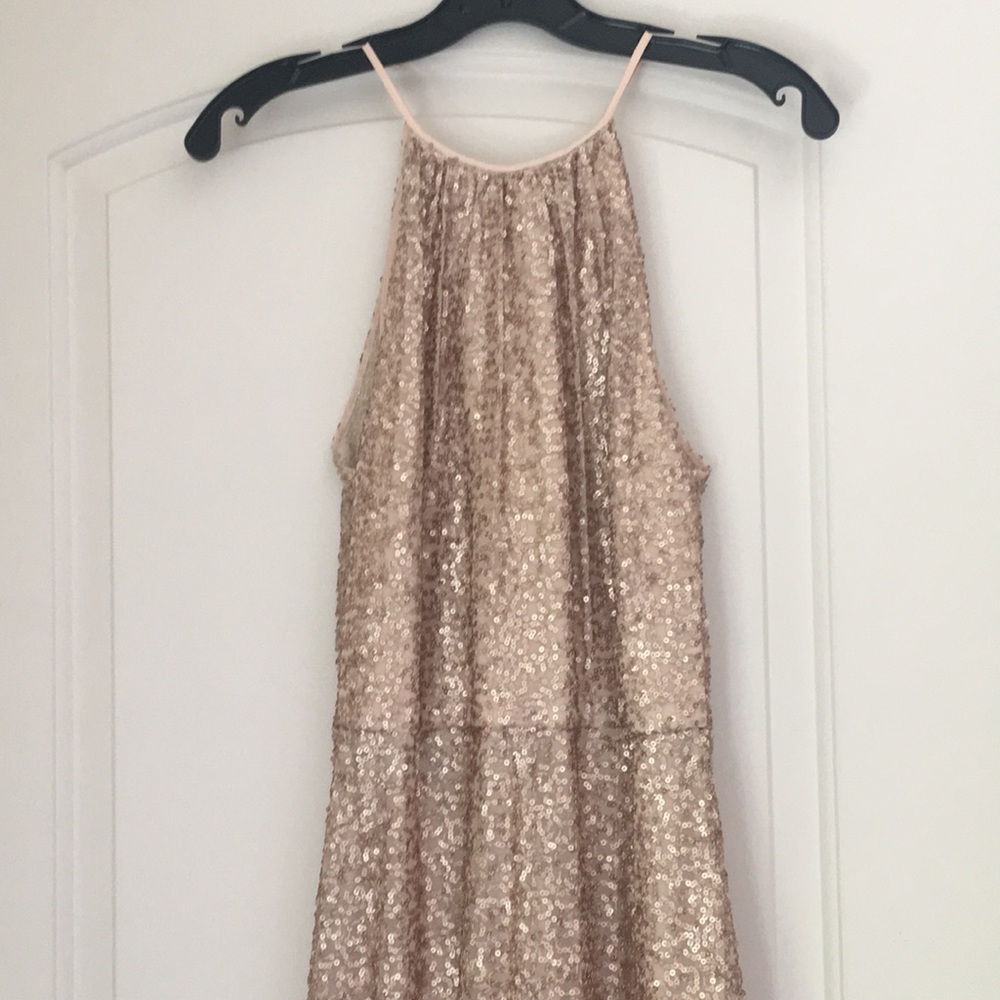 Floor length rose gold gown